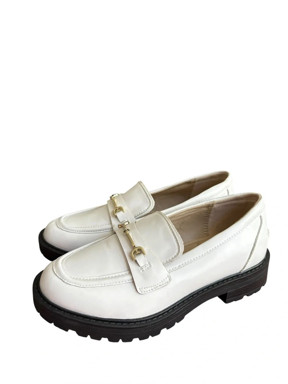 Sam Edelman SAM EDELMAN TULLY LUG SOLE LOAFERS IN WHITE GIRLS size 4